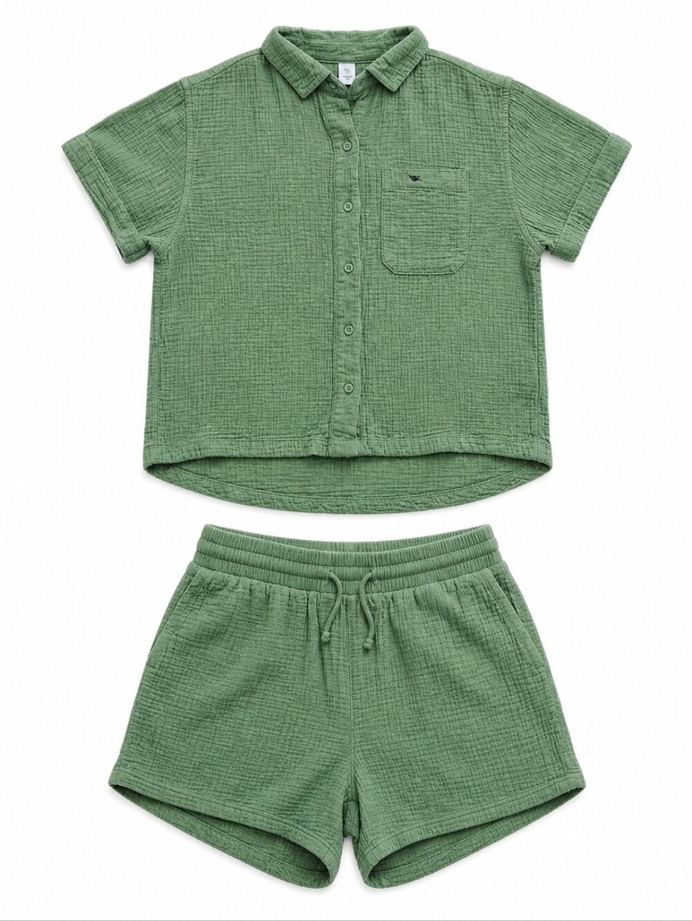 Columbia Holly Hideaway Set Women's L Large Top Shorts 100% Cotton Olive Green